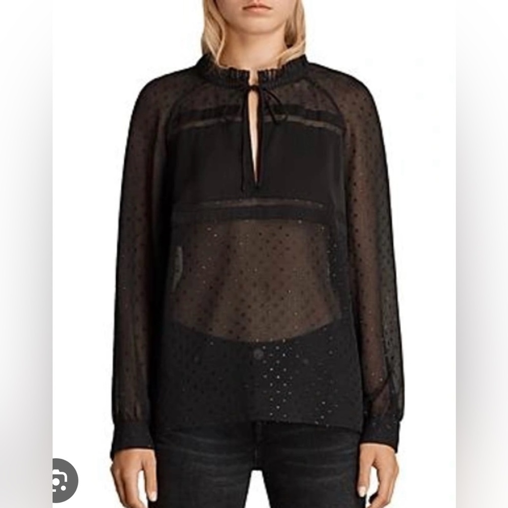 All Saints Long Sleeve Veda Shimmer Top
